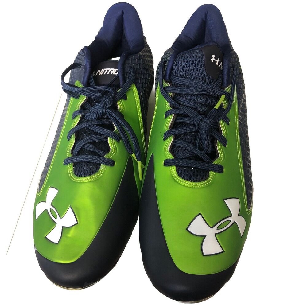 Under Armour Nitro Clutchfit Men's Cleats Green/Blue Size 14 (1250422-412)
